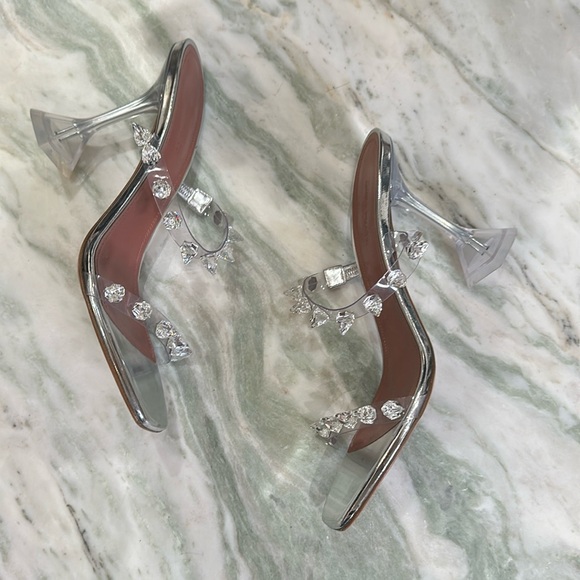 Amina Muaddi PVC and crystal strap mules - Picture 1 of 5